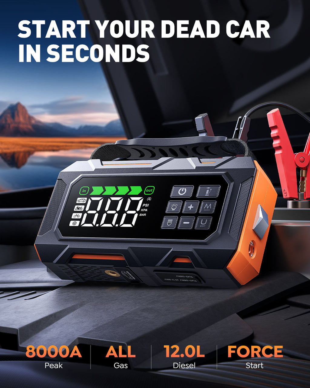 【Flash Sale】Buture Beta09 Car Jump Starter 8000A with 160 PSI Air Compressor丨16-in-1 Roadside Kit