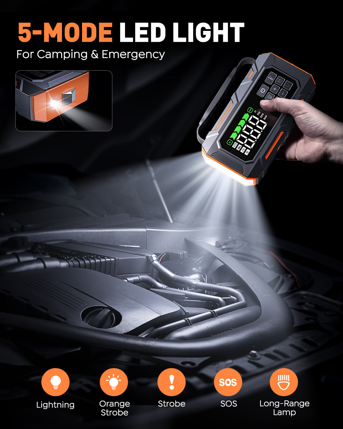 【Flash Sale】Buture Beta09 Car Jump Starter 8000A with 160 PSI Air Compressor丨16-in-1 Roadside Kit