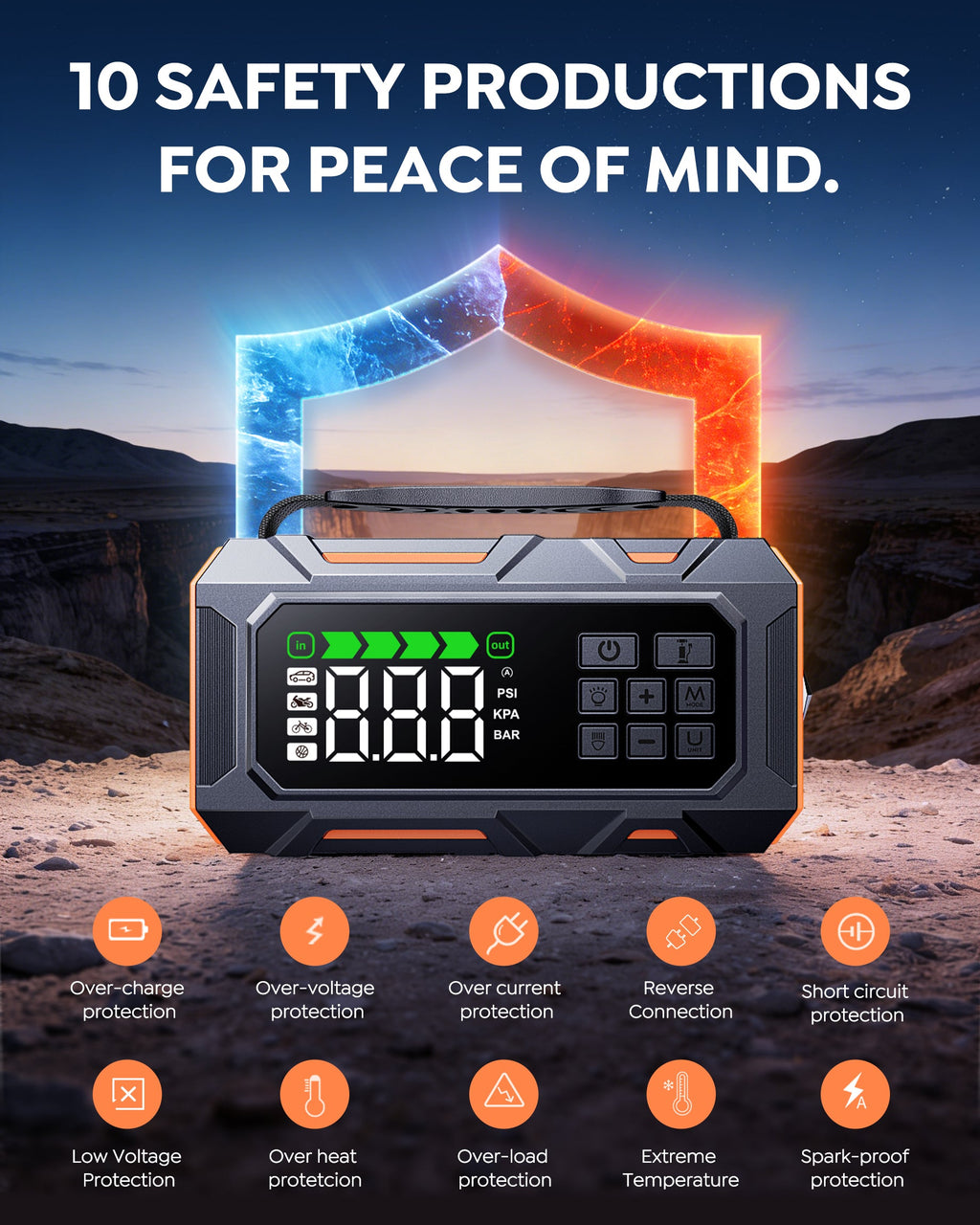 【Flash Sale】Buture Beta09 Car Jump Starter 8000A with 160 PSI Air Compressor丨16-in-1 Roadside Kit