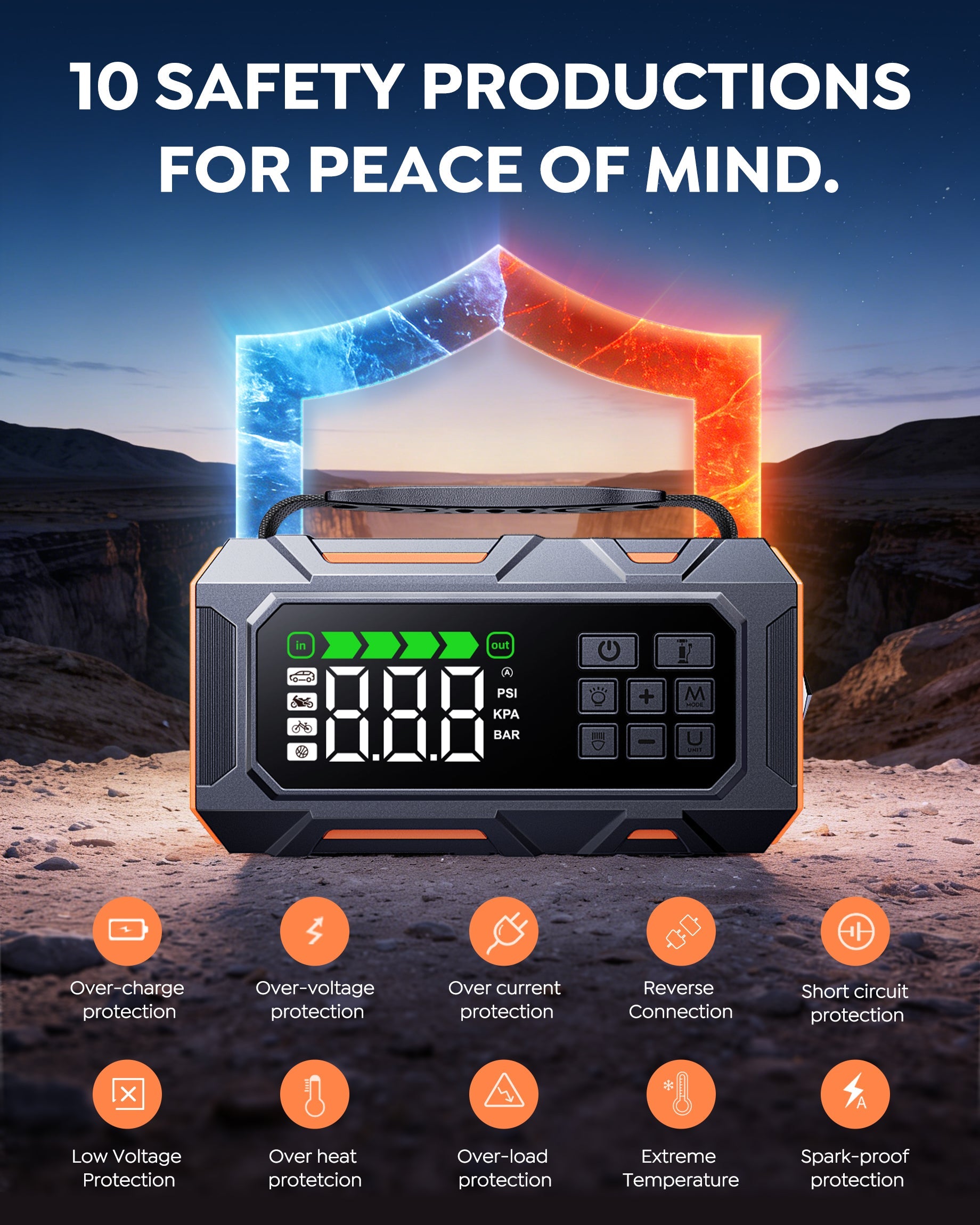 【Flash Sale】Buture Beta09 Car Jump Starter 8000A with 160 PSI Air Compressor丨16-in-1 Roadside Kit